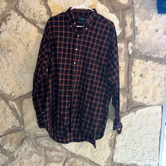 Mens Christmas / Holiday Plaid Long sleeve Polo Button Down Large - Picture 2 of 4